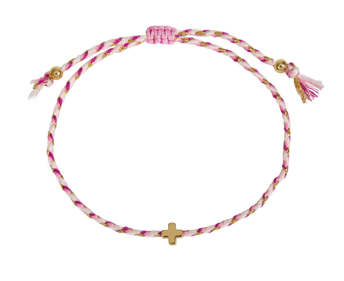 Geflochtenes Textil-Armband mit Kreuz