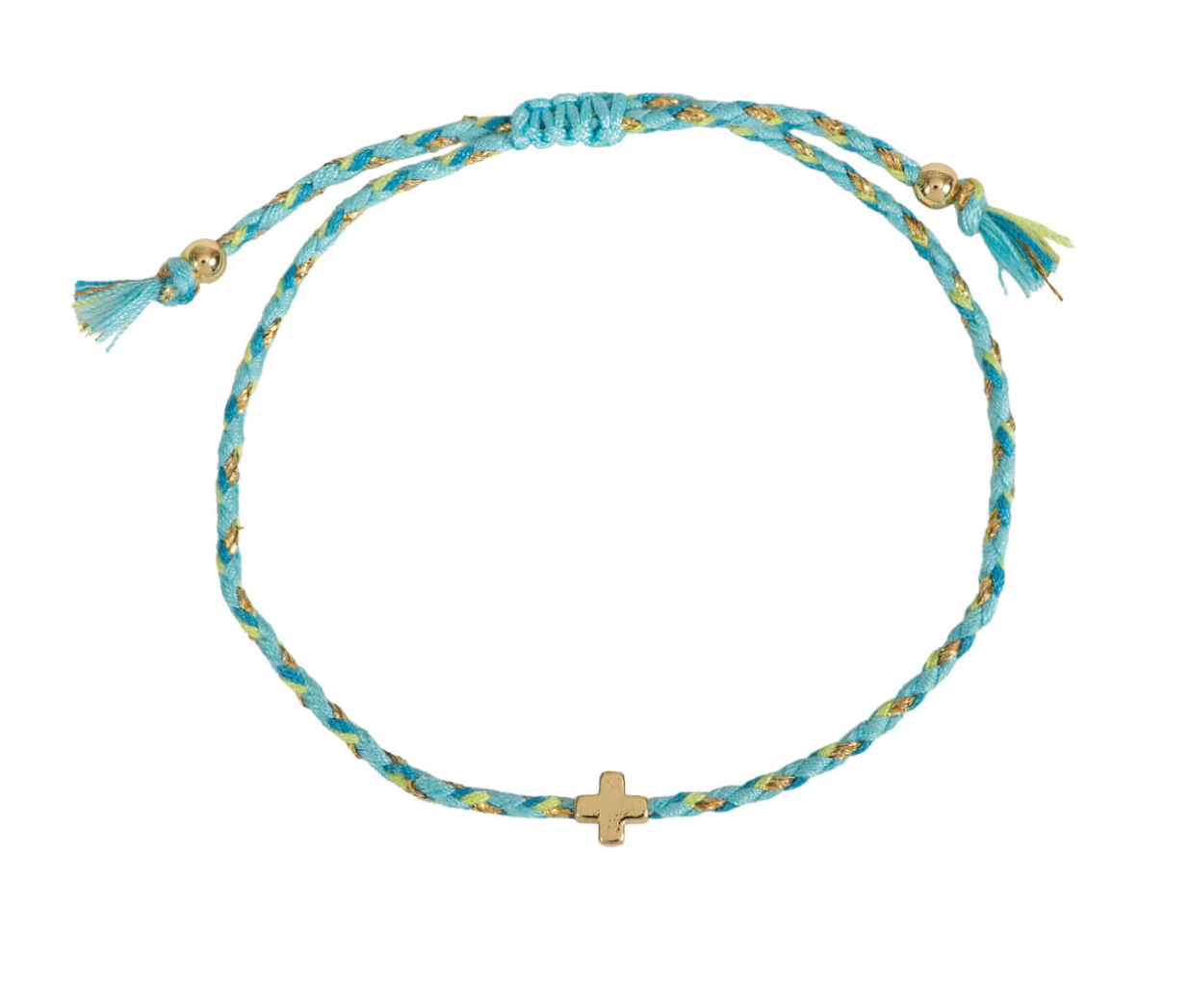 Geflochtenes Textil-Armband mit Kreuz